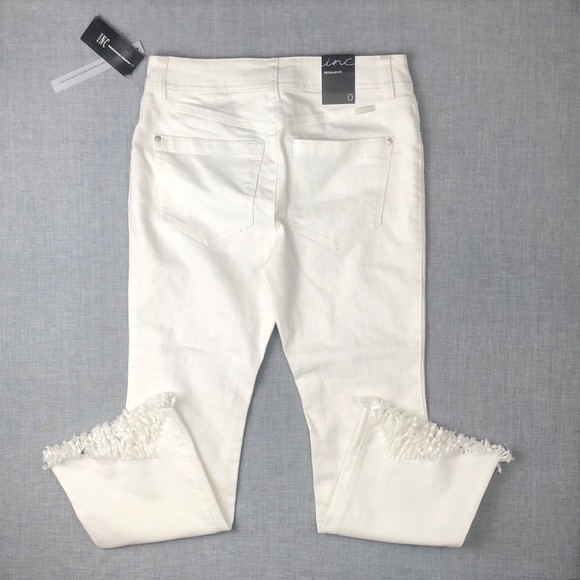 INC White Fringe Trim Cropped Jeans Size 0 & 2 - Picture 4 of 6